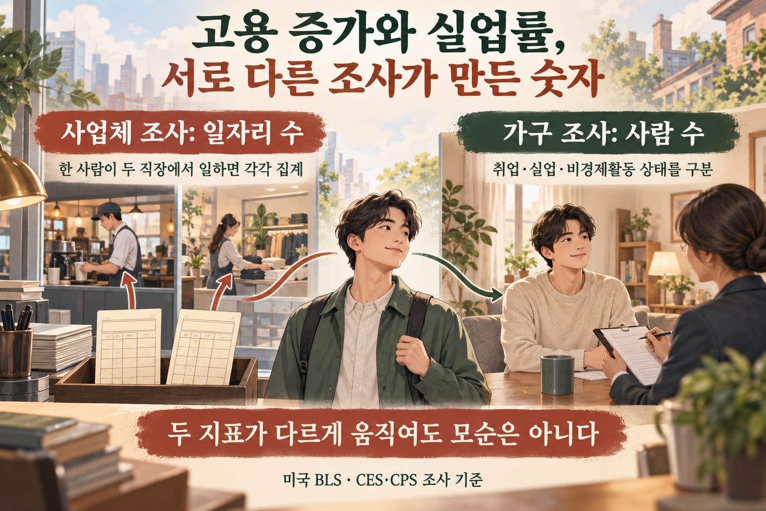 일자리 수와 사람 수의 조사 차이