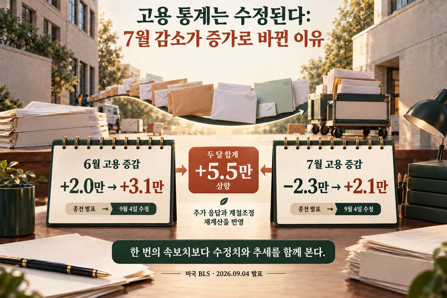 6월과 7월 고용 수정