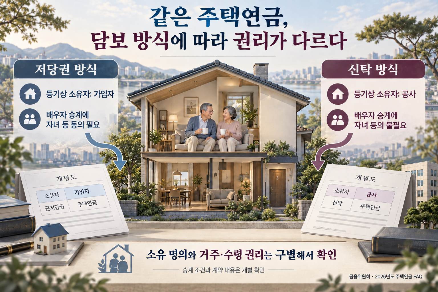 담보 방식별 소유 명의와 배우자 승계