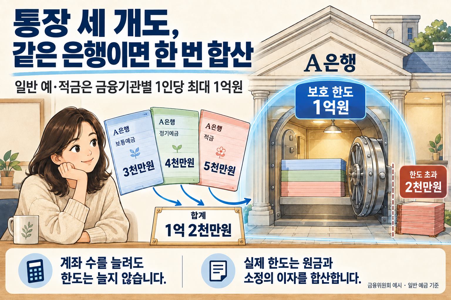 같은 은행 통장의 합산과 보호 한도