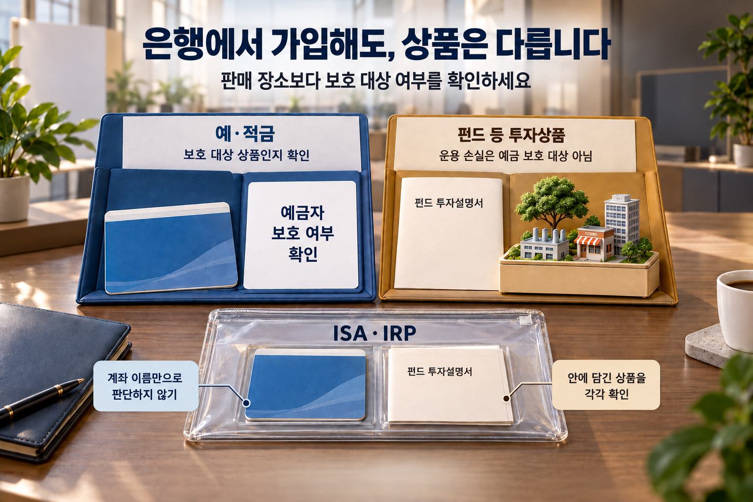 예금과 투자상품의 보호 여부 비교