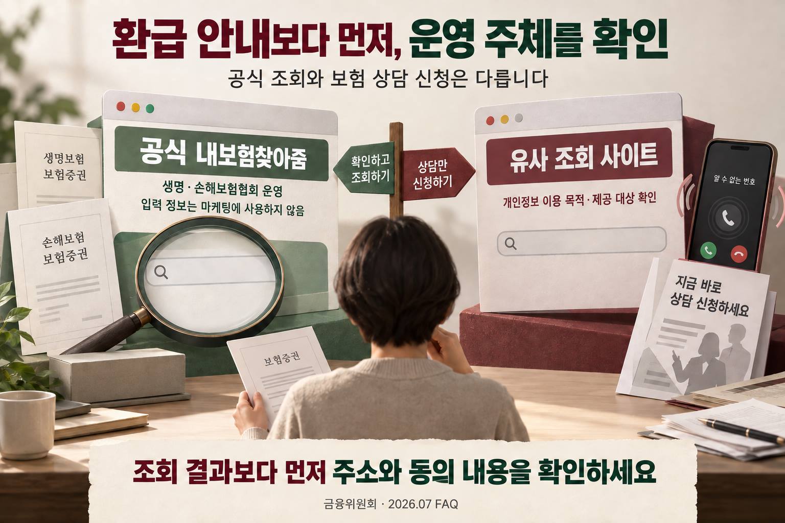공식 조회와 유사 서비스 구분
