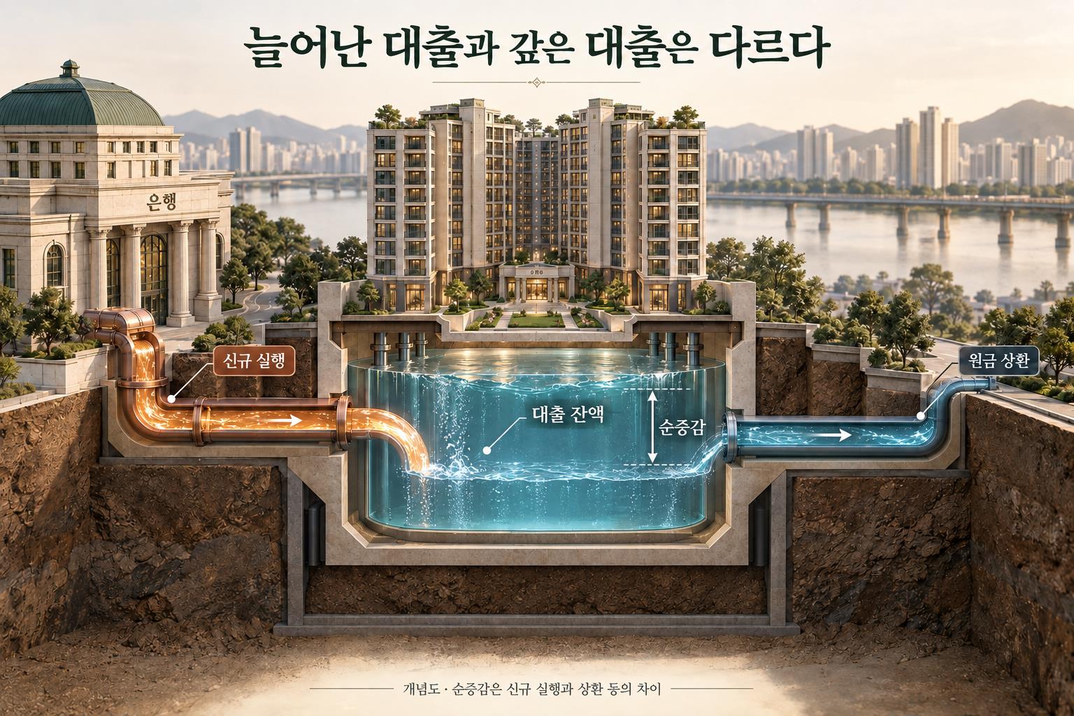 가계대출 잔액과 유입·상환의 관계