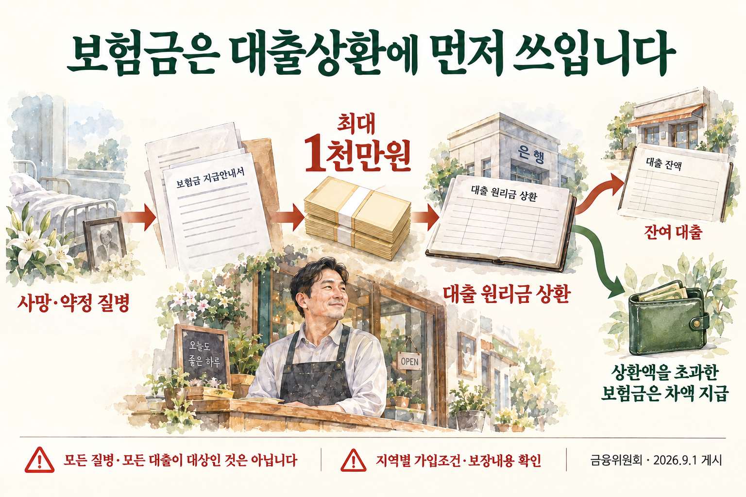 보험금으로 대출을 상환하고 남는 차액을 지급하는 구조