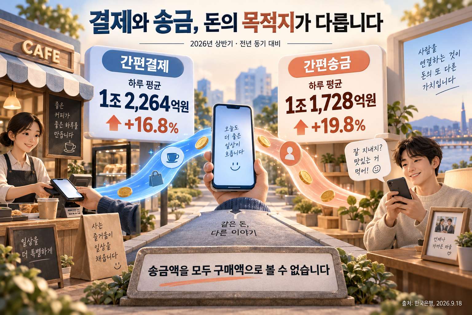 간편결제와 간편송금의 규모 및 목적 비교