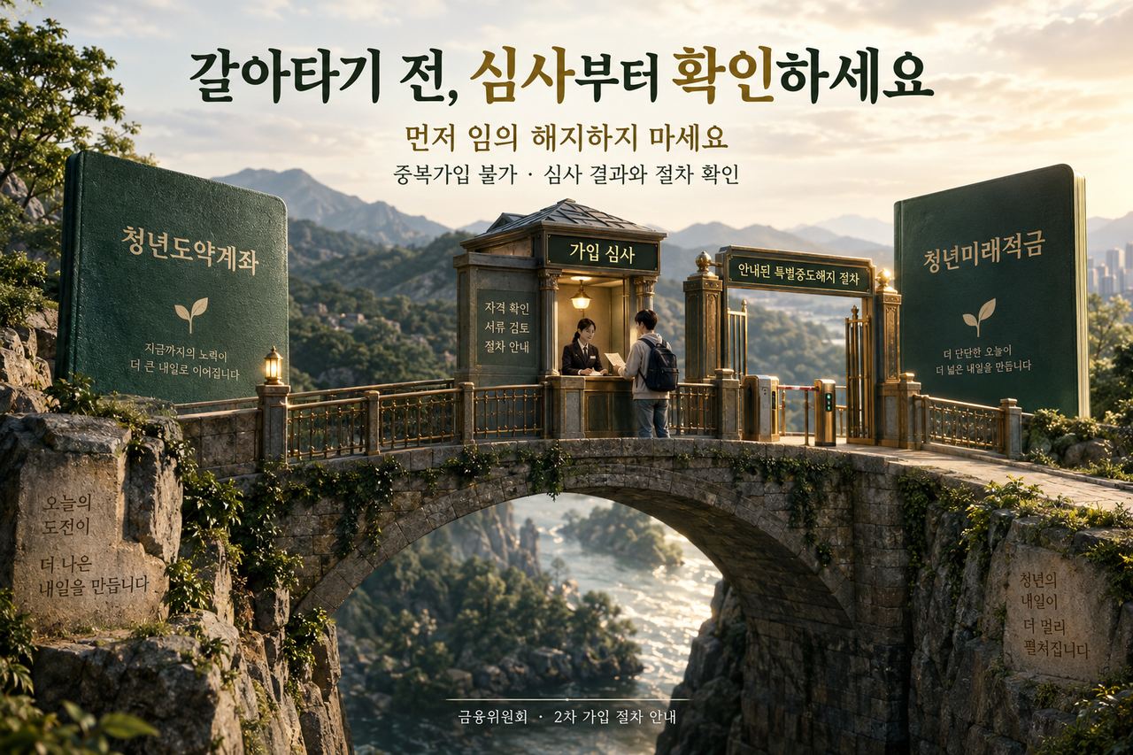 갈아타기는 가입 가능 안내 후 계좌 개설과 특별중도해지 절차를 따릅니다. 새 상품 가입을 위해 기존 계좌부터 임의로 해지하는 방식과 구분해야 합니다.