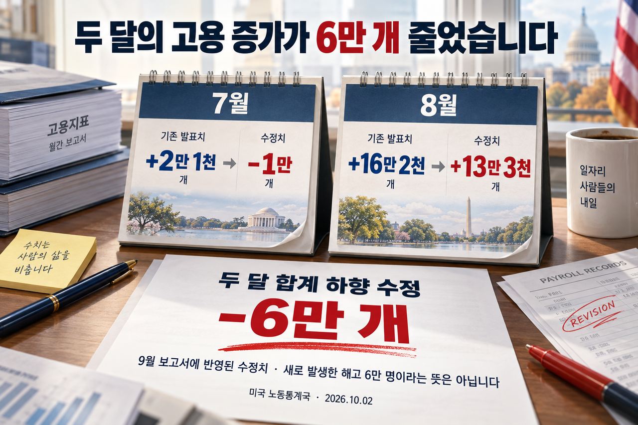 7·8월 수정분은 각각 3만 1천 개와 2만 9천 개로 합계 6만 개입니다. 9월에 새로 발생한 해고 인원이 아닙니다.