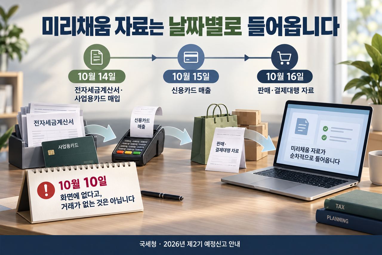 10월 14일부터 16일까지 순차 제공되는 홈택스 자료 일정