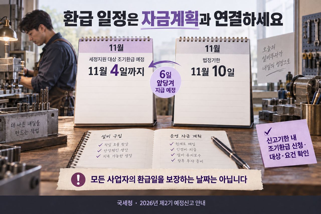 조기환급 예정일 11월 4일과 법정기한 11월 10일 비교