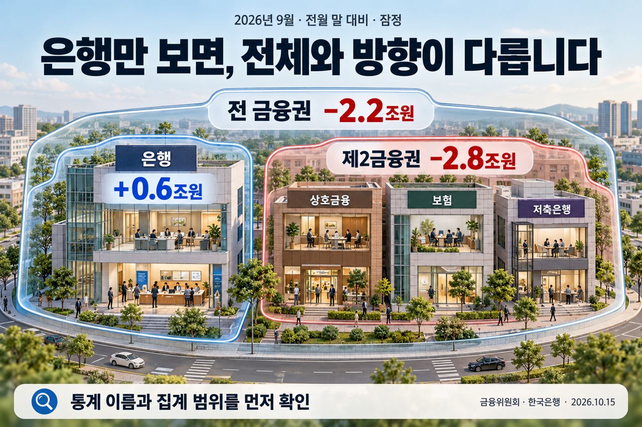 은행과 제2금융권의 다른 움직임을 합쳐 전체를 읽는 범위 비교