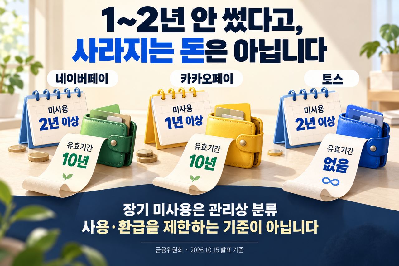 서비스별 장기 미사용 분류 기준과 유효기간을 따로 비교한 그림